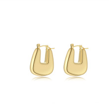 New Arrivals Titanium Steel metal hollow earring stylish Smooth 18K Gold plated stainless steel hoop earrings